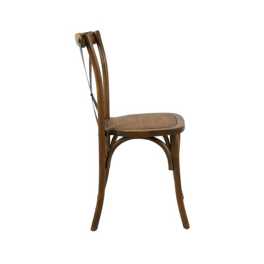 Silla de Comedor Crossback de Madera Café Vintage