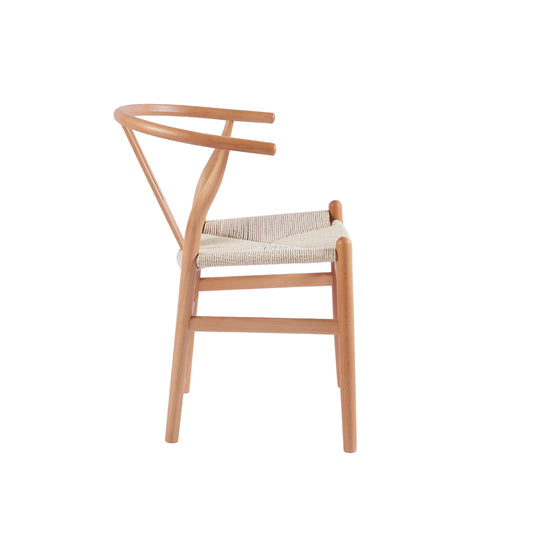Silla de Comedor Wishbone en Madera Natural con Asiento de Cuerda