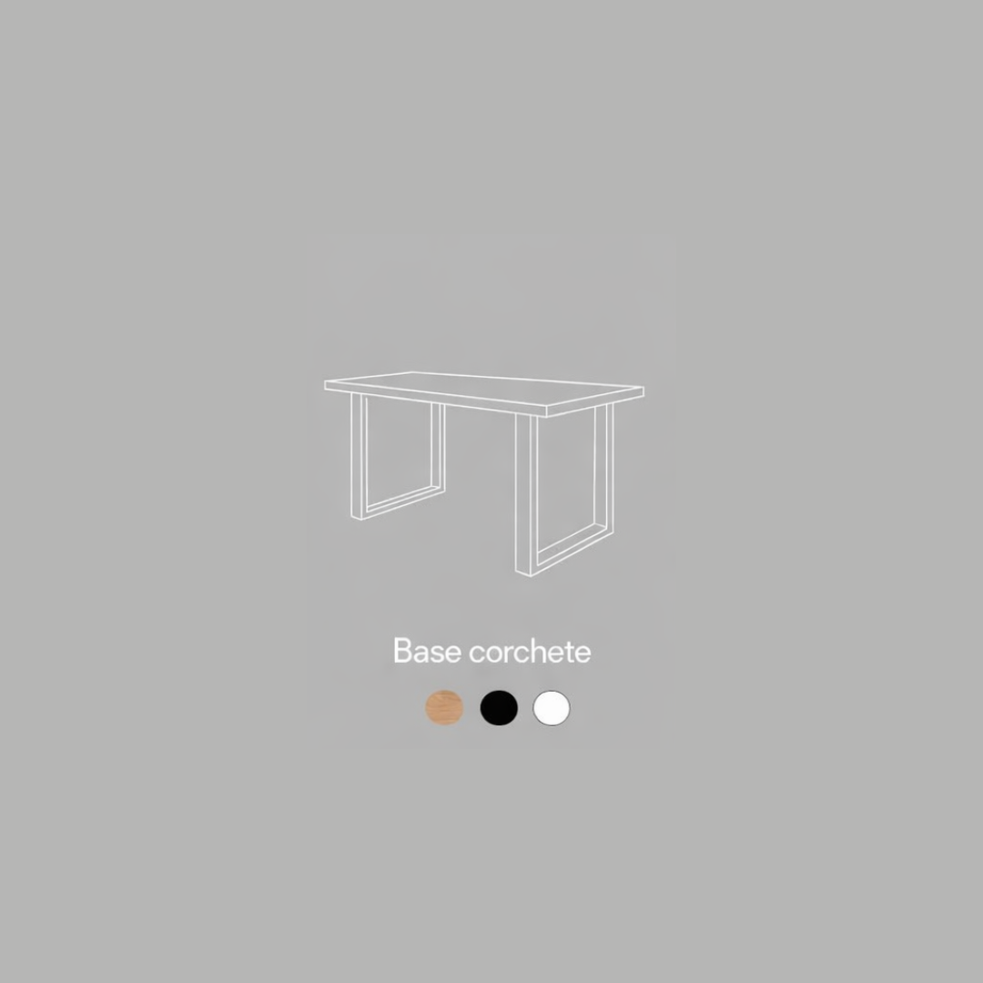 [Cyber Oferta] Mesa de Comedor Rectangular Corchete en Madera Nativa y Fierro (4 a 10 personas)