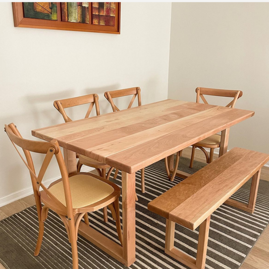 Juego Comedor Lenga 6P +  Banca Lenga + 4 Sillas Crossback