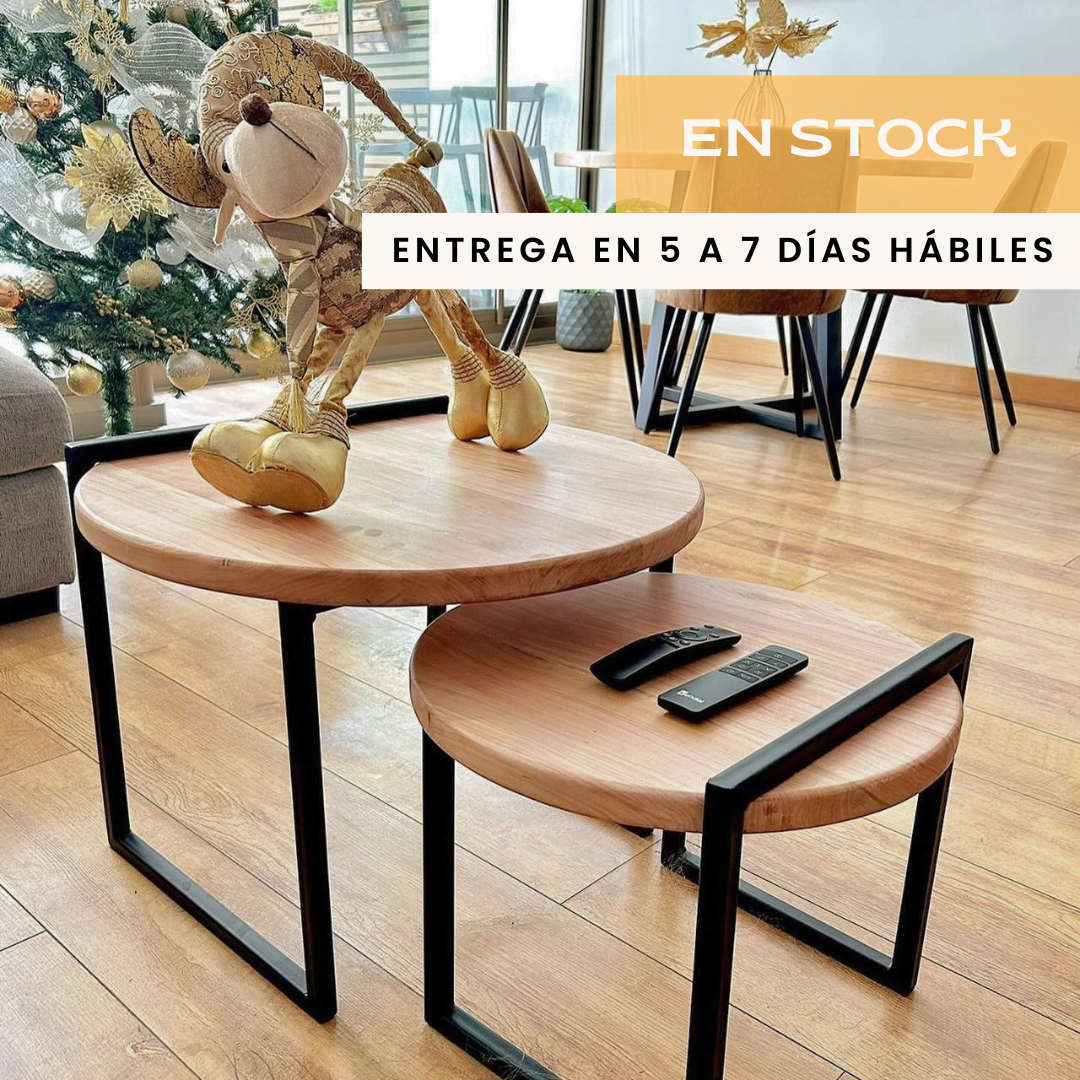 Mesa de Centro Nido Redonda en Lenga y Fierro en Stock y Entrega Inmediata