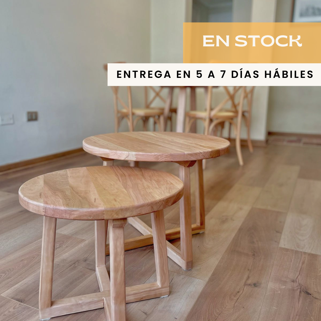 Mesa de Centro Nido Redonda en Madera Nativa Completa en Stock y Entrega Inmediata