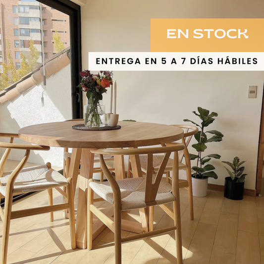 Mesa de Comedor Redonda de Madera Nativa (4 a 6 personas) en Stock y Entrega Inmediata