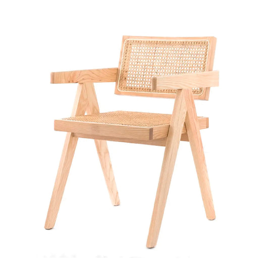 Silla de Comedor Chandigarh en Madera Natural con Asiento de Rattan