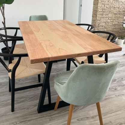 Mesa de Comedor Rectangular Trapecio en Madera Nativa y Fierro (4 a 10 personas)