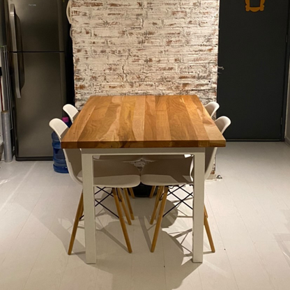 [Cyber Oferta] Mesa de Comedor Rectangular Simple en Madera Nativa y Fierro (4 a 10 personas)