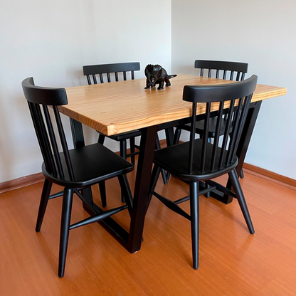 [Cyber Oferta] Mesa de Comedor Rectangular Trapecio Invertido en Madera Nativa y Fierro (4 a 10 personas)