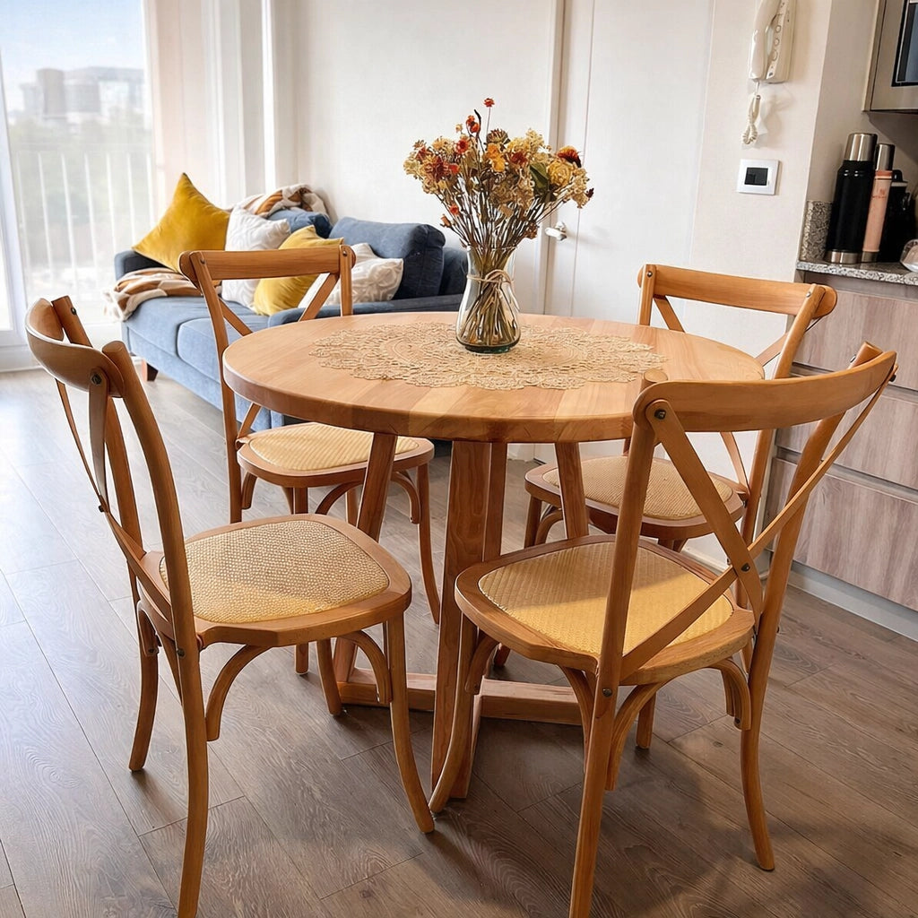 Mesa de Comedor Redonda de Madera Nativa (4 a 6 personas) en Stock y Entrega Inmediata