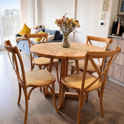 Mesa de Comedor Redonda de Madera Nativa (4 a 6 personas) en Stock y Entrega Inmediata