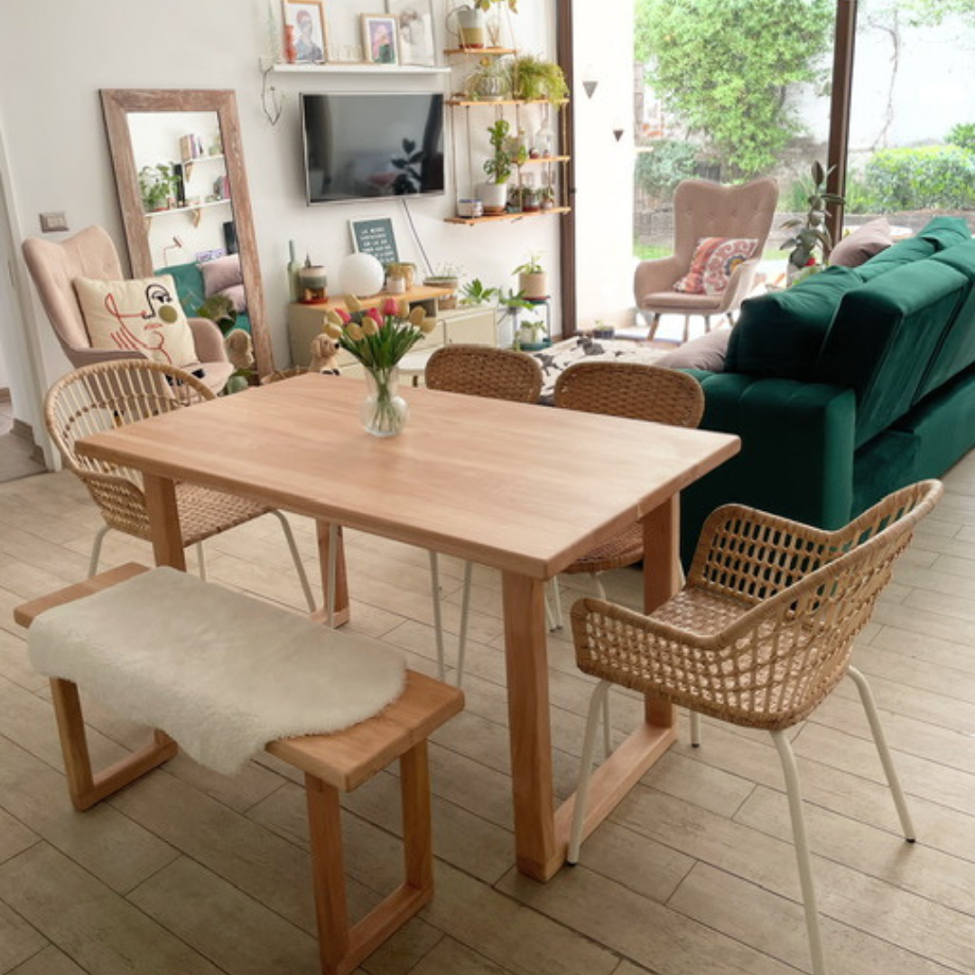 Banca de Comedor Rectangular en Madera Nativa