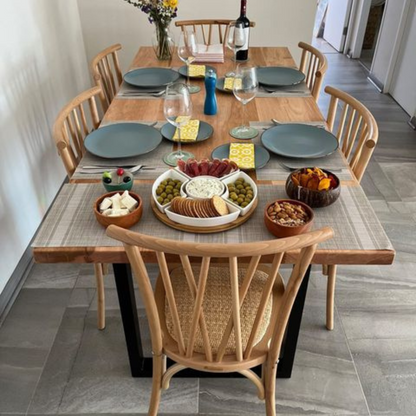 [Cyber Oferta] Mesa de Comedor Rectangular Corchete en Madera Nativa y Fierro (4 a 10 personas)