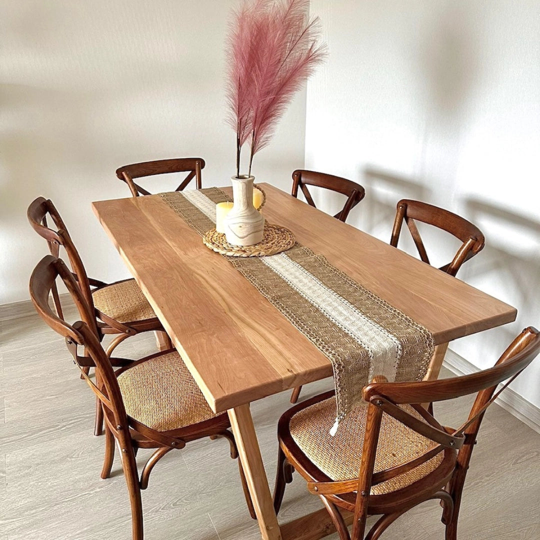 Silla de Comedor Crossback de Madera Café Vintage