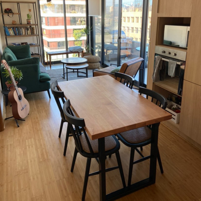 [Cyber Oferta] Mesa de Comedor Rectangular Corchete en Madera Nativa y Fierro (4 a 10 personas)