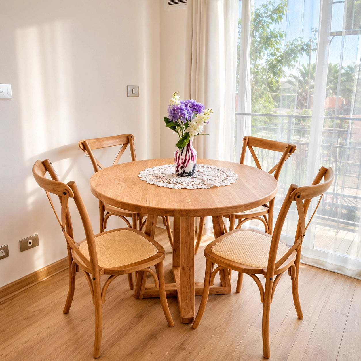 [Cyber Oferta] Mesa de Comedor Redonda de Madera Nativa (4 a 8 personas)