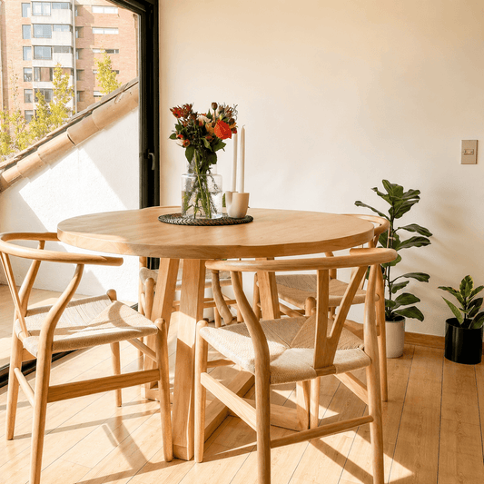 [Cyber Oferta] Mesa de Comedor Redonda de Madera Nativa (4 a 8 personas)