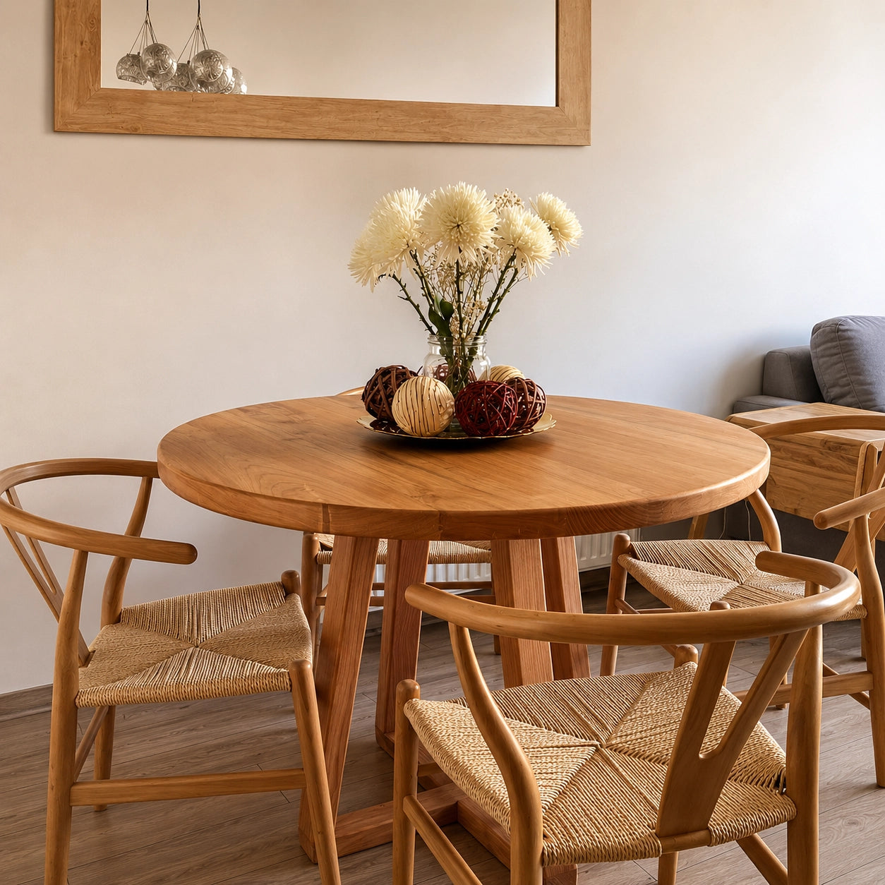[Cyber Oferta] Mesa de Comedor Redonda de Madera Nativa (4 a 8 personas)