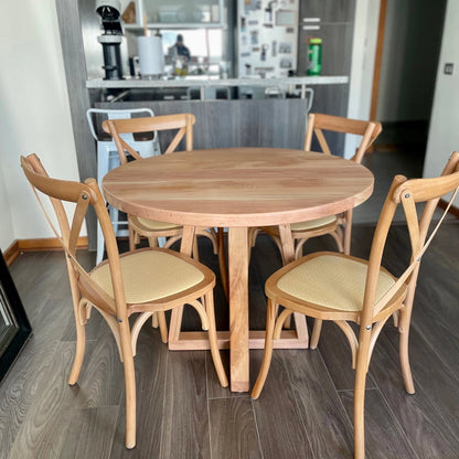 [Cyber Oferta] Mesa de Comedor Redonda de Madera Nativa (4 a 8 personas)
