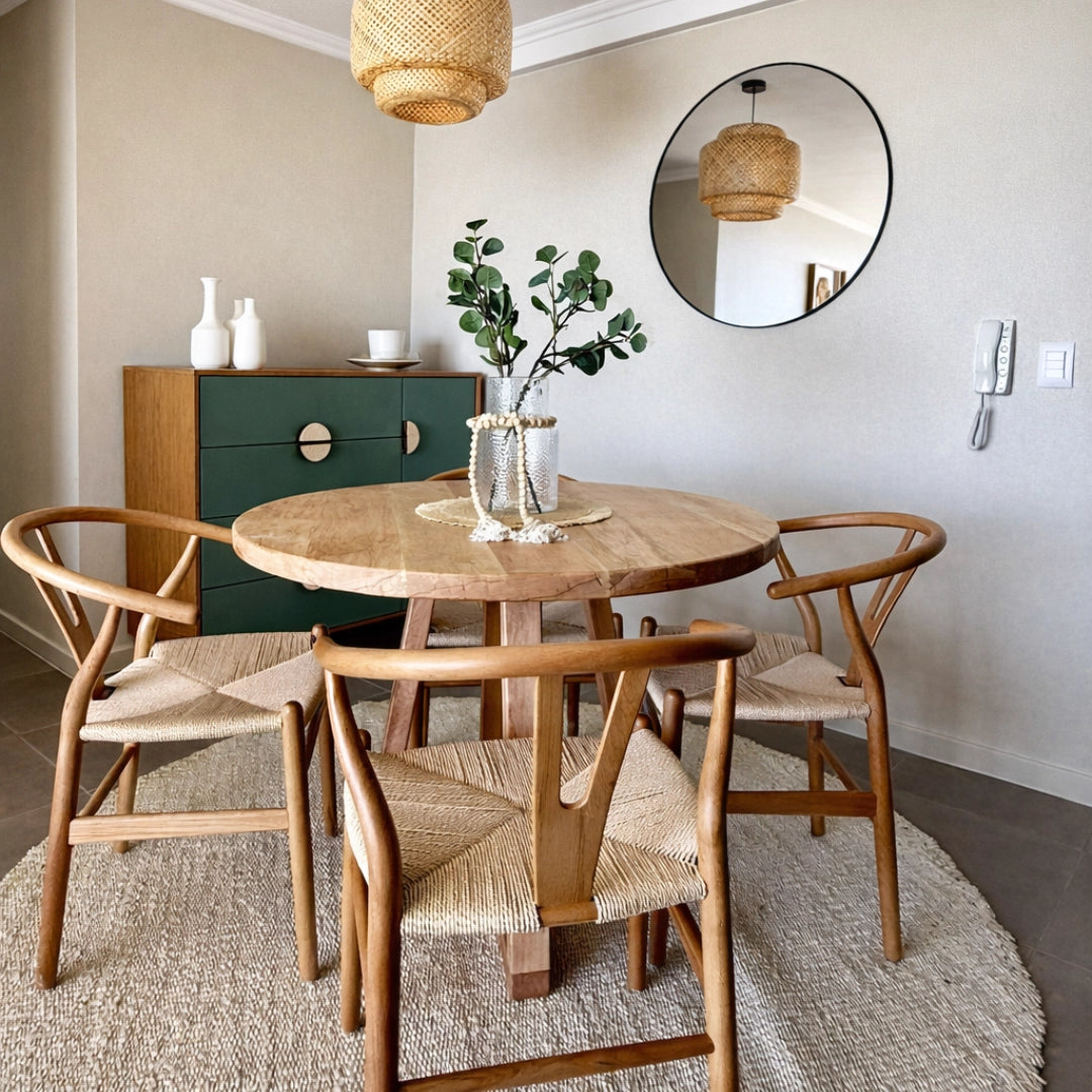 Mesa de Comedor Redonda de Madera Nativa (4 a 6 personas) en Stock y Entrega Inmediata