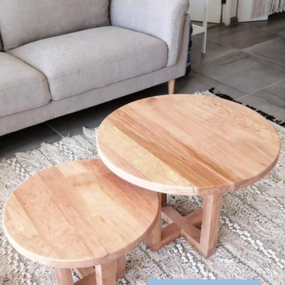 Mesa de Centro Nido Redonda en Madera Nativa Completa en Stock y Entrega Inmediata