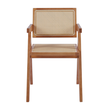 Silla de Comedor Chandigarh en Madera Natural con Asiento de Rattan