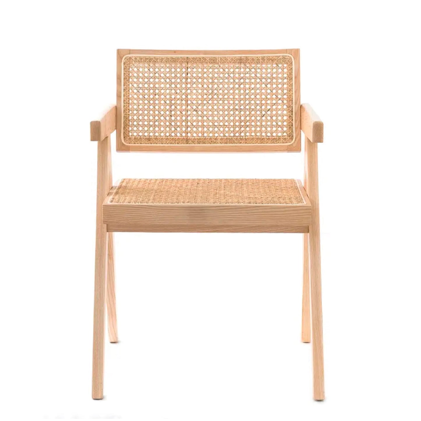 Juego de Comedor Rectangular en Madera Nativa con 4 Sillas Crossback y 2 Sillas Chandigarh