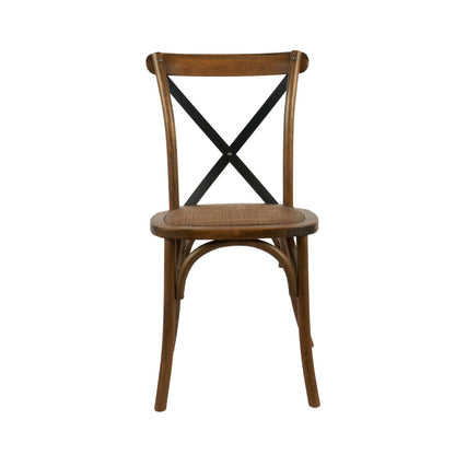 Silla de Comedor Crossback de Madera Café Vintage