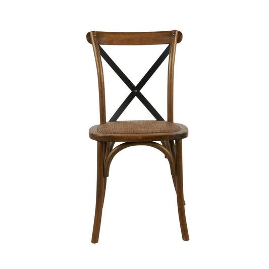 Silla de Comedor Crossback de Madera Café Vintage