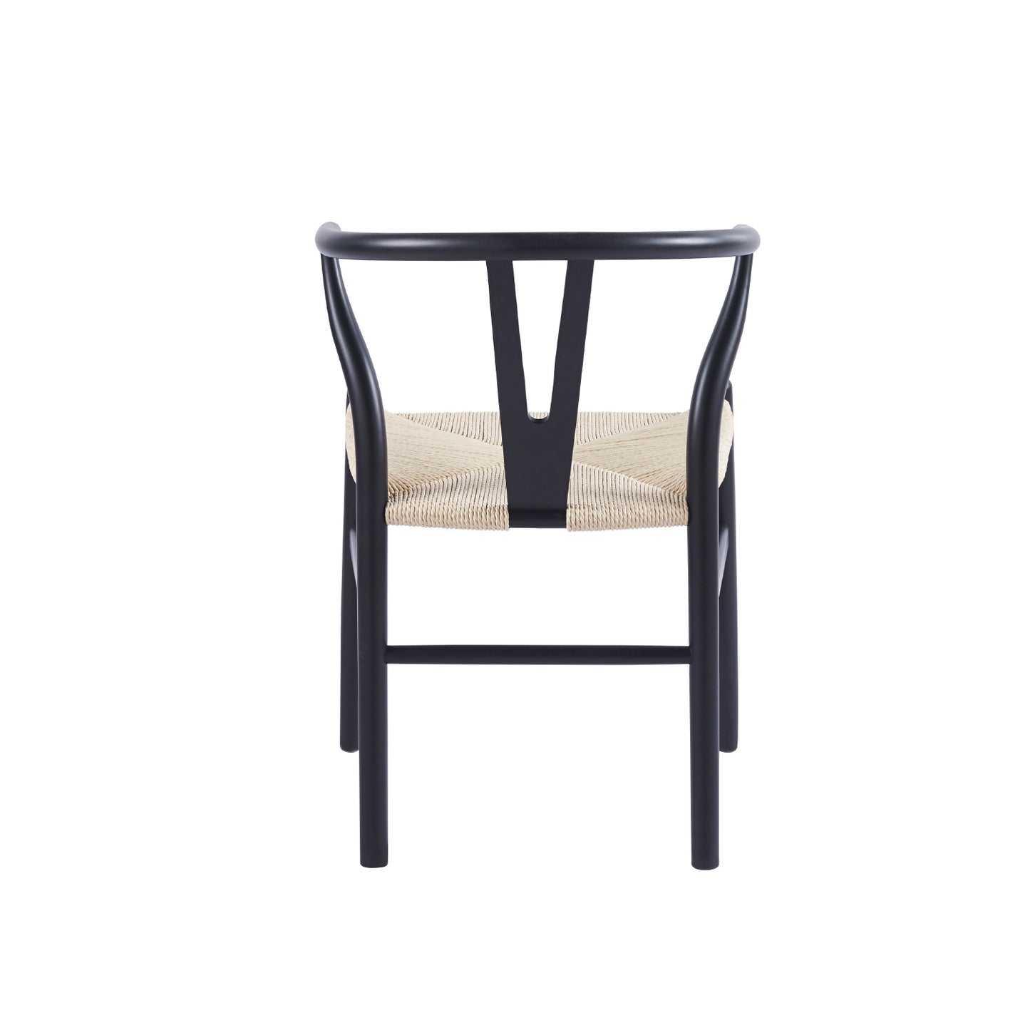 Silla de Comedor Wishbone en Madera Negra con Asiento de Cuerda