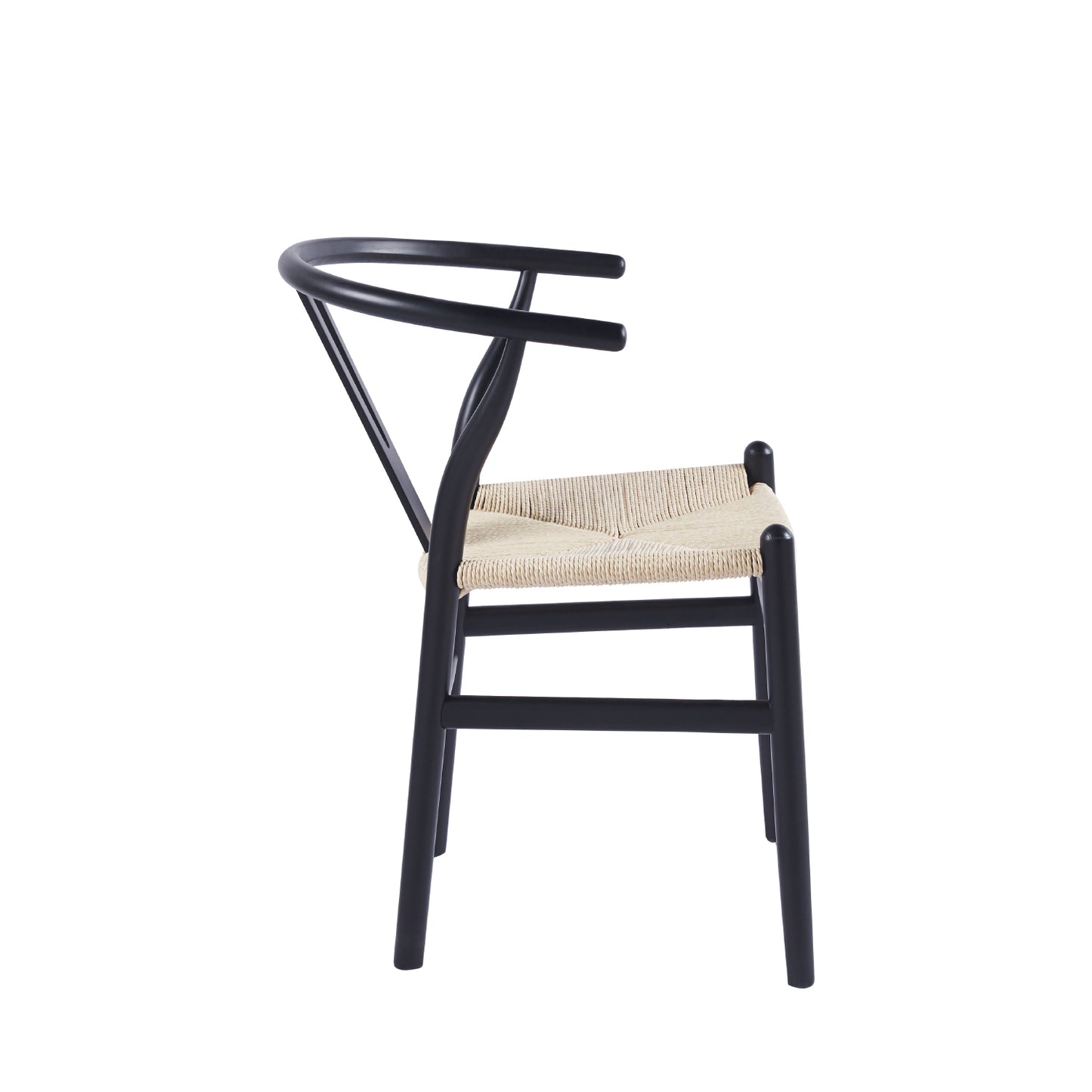 Silla de Comedor Wishbone en Madera Negra con Asiento de Cuerda